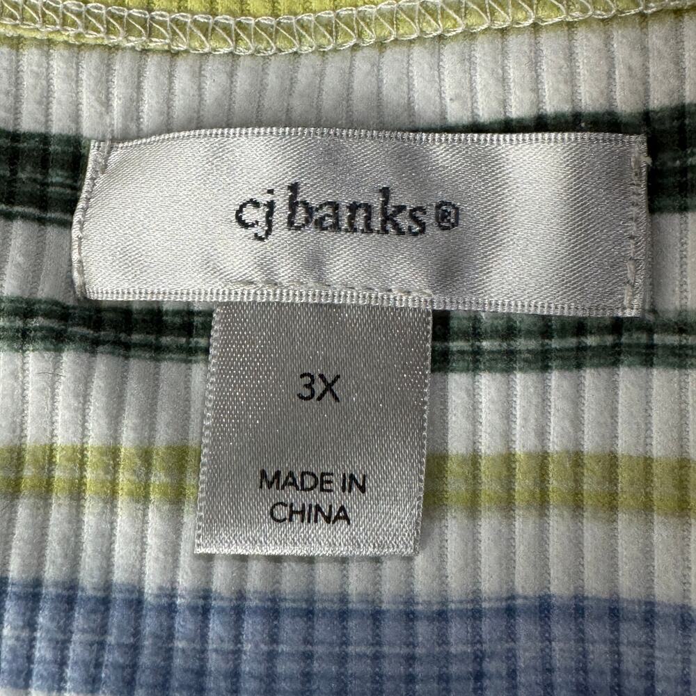 CJ Banks 3X-Large Top Striped Stretch Ribbed 3/4 Sleeve Boat Neck Soft Hi-Low - Picture 6 of 8